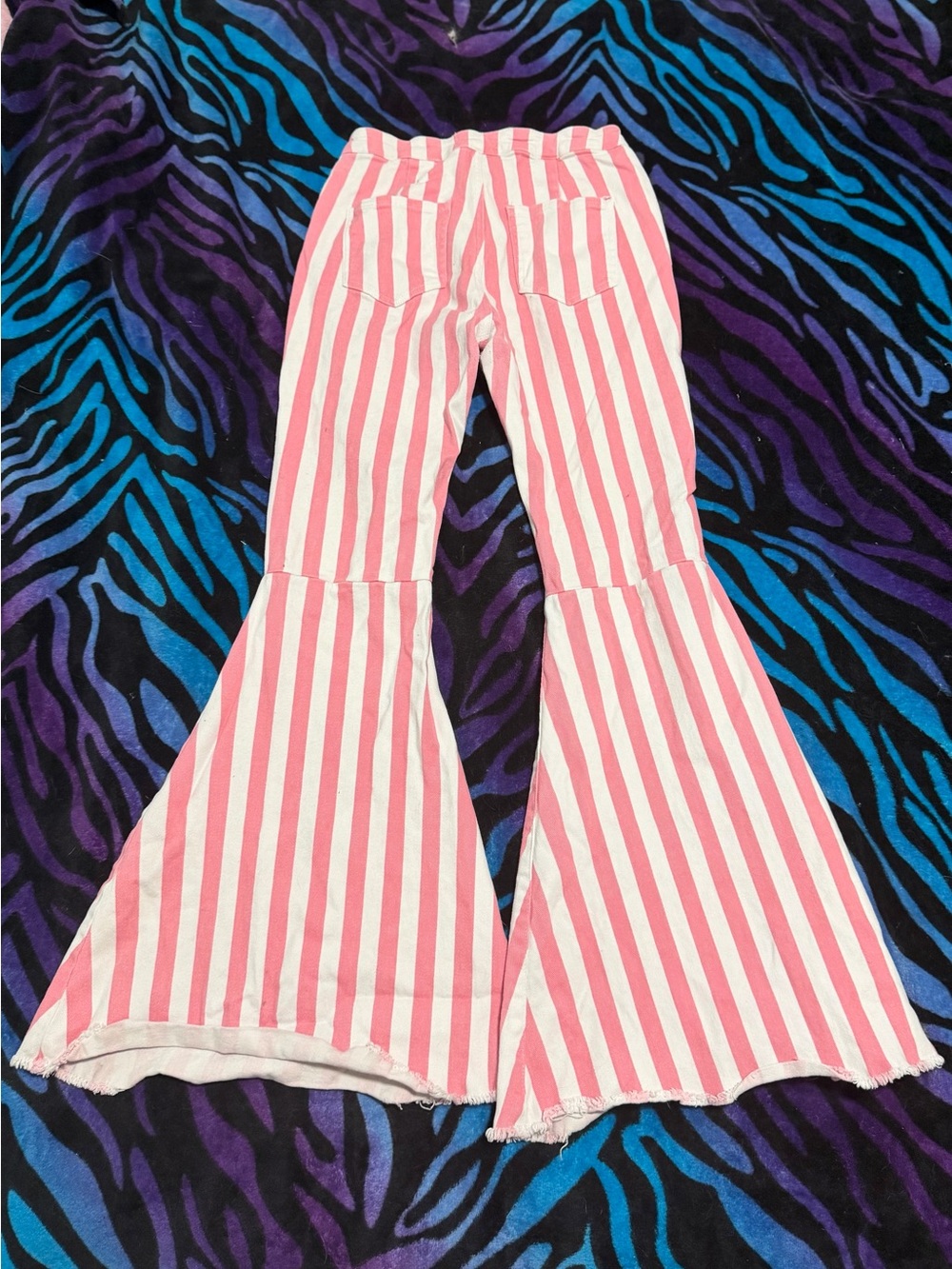 Peach Love California Pink & White Striped Flare Jeans - Picture 2 of 2